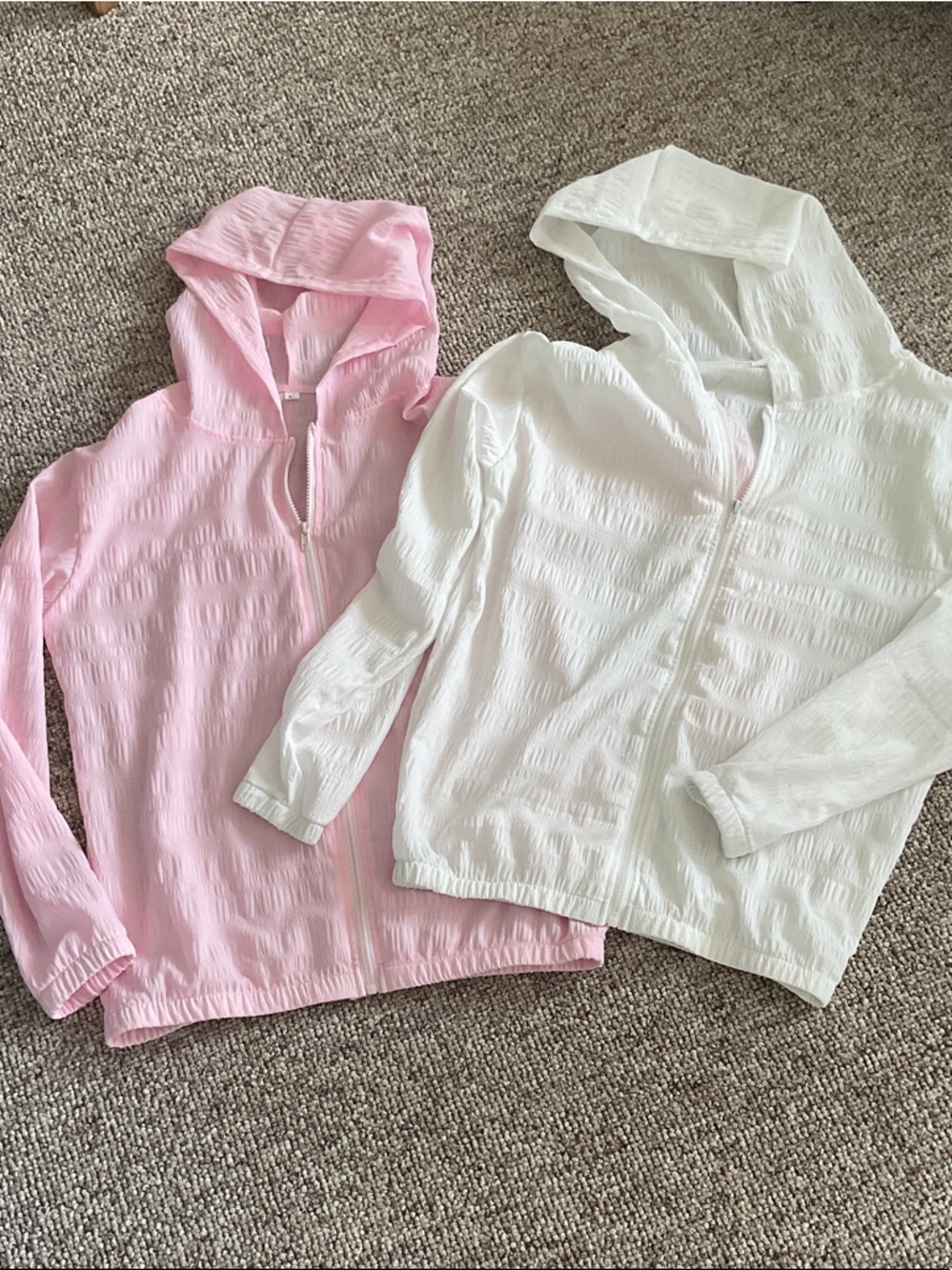 Lightweight Hooded Rain Jacket - Pink & White